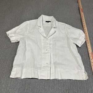 Quince 100% Linen Collared Short Sleeve Button-Up Too White Size M Cottagecore